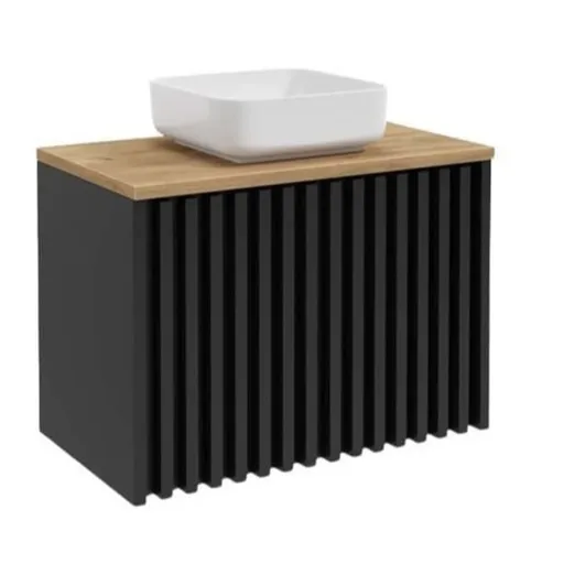 Kúpeľňová skrinka s dubovým krytom SAT Delano 80x56x45 cm čierna DELANO80ZCDE