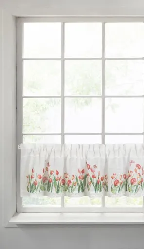 ArtFir Záclona STELLA P | biela s tulipánmi 150 x 30 cm