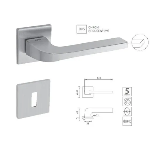 Kľučka Naturel SUPRA dózický (WK, BB) chróm brúsený SUPRAHR5SOCS