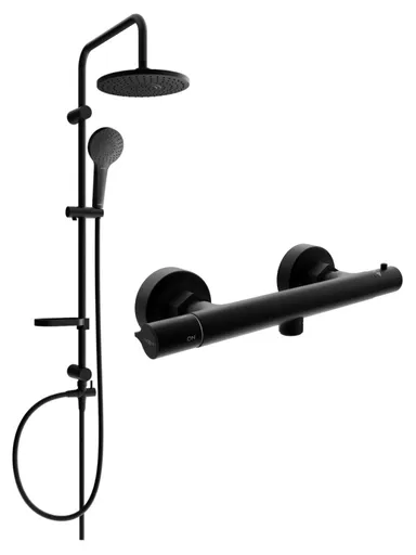 MEXEN/S - Erik sprchový stĺp vrátane sprchovej termostatickej batérie Slim, čierna 77105205-70