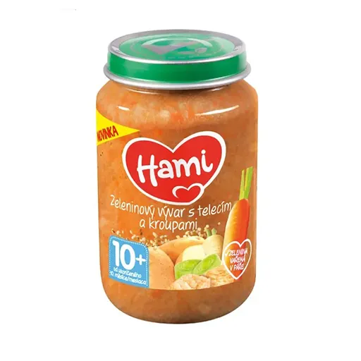 HAMI Mäsozeleninový príkrm zeleninový vývar s teľacím a krúpami 10m+ 200 g