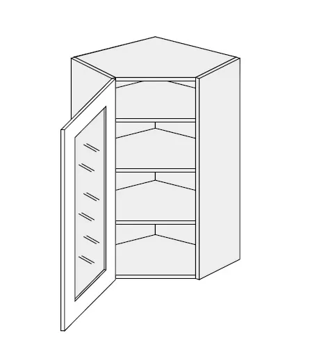 ArtExt Vrchná kuchynská skrinka rohová Napoli W4S/10/60 POVRCHOVÁ ÚPRAVA DVIEROK: LESK, FAREBNÉ PREVEDENIE KORPUSU: LAVA