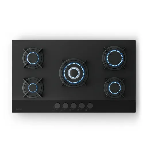 Klarstein Plynová varná doska Velaire, 5-horáková s elektrickým zapaľovaním, Kompatibilná so zemným plynom a LPG, 10400 W, 90 cm