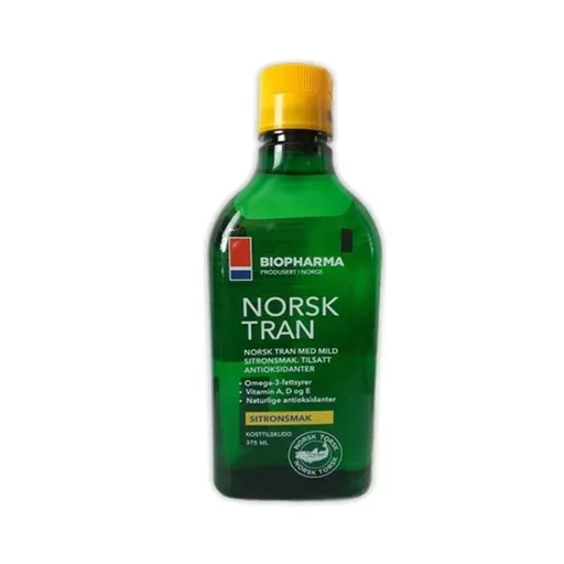 Nórsky rybí olej s prírodnou citrónovou príchuťou - Norsk Tran - Biopharma Objem: 375 ml