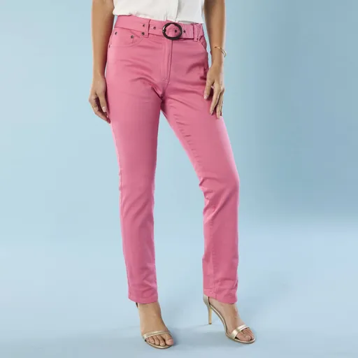 Rovné nohavice s opaskom pre postavu 150 až 155 cm