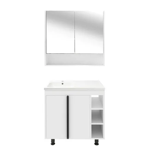 Kúpeľňová súprava s umývadlom a zrkadlovou skrinkou Naturel Lucca 79x70x45 cm biela lesk LUCCASET80W