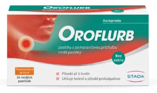 Oroflurb pastilky s pomarančovou príchuťou pas.ord. 24 x 8,75 mg