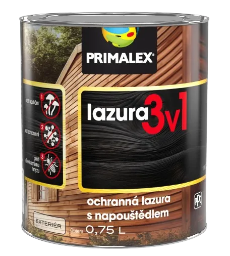 PRIMALEX Lazúra 3v1 - Ochranná tenkovrstvá lazúra s napúšťadlom na drevo dub letný, 0,75 L