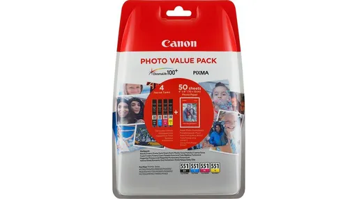 Canon CLI-551 Bk+C+M+Y 6508B005 multipack originálna cartridge + fotopapier 50x (10x15)