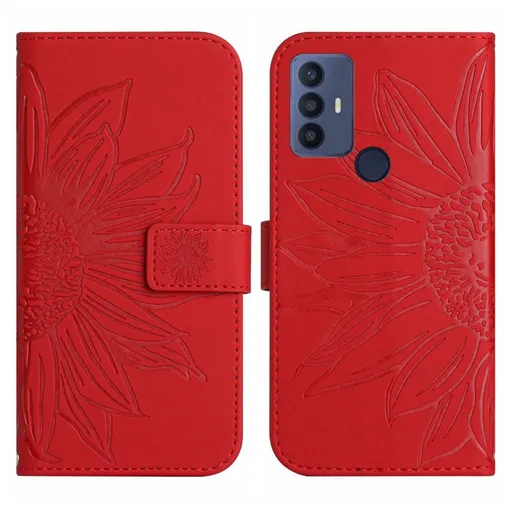 ART SUNFLOWER Peňaženkové puzdro s remienkom TCL 30 SE červené