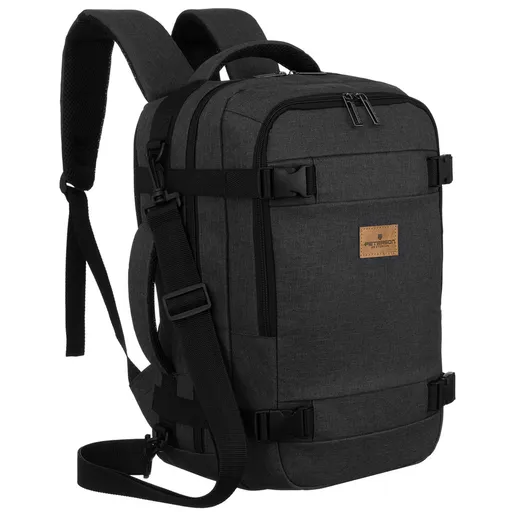 Čierny cestovný batoh Peterson z polyesteru – ideálny ako príručná batožina