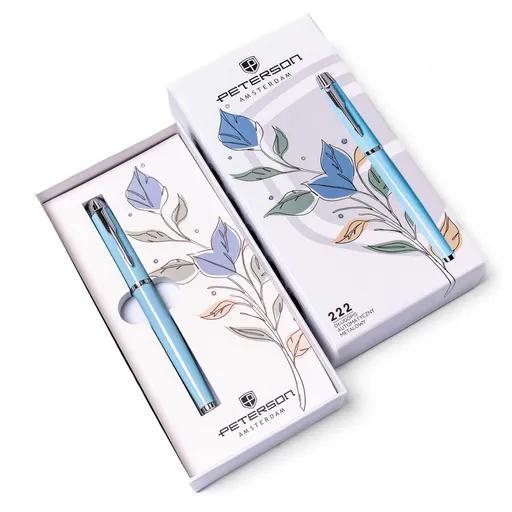 Kovové guľôčkové pero v modro-striebornej farbe – Peterson