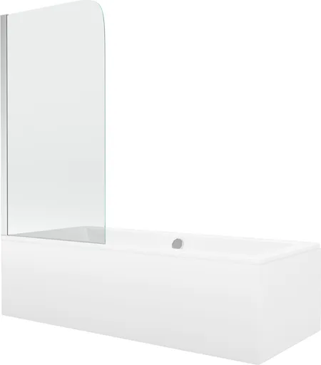 MEXEN/S - Cube obdĺžniková vaňa 180 x 80 cm s panelom + vaňová zástena 80, transparent, chróm 550518080X9008010100