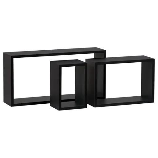 Súprava nástenných poličiek P-009, matná čierna, 3 ks