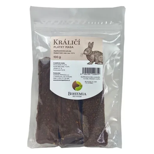 BOHEMIA PET FOOD Králičie plátky pre psov 100 g