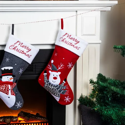 Haushalt international Vánoční punčocha Merry Christmas Sob, 45 cm