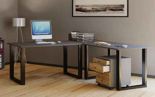 VCM Rohový stůl Lona 220x190x80 U-nohy, antracit