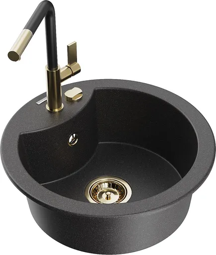 MEXEN/S MEXEN/S - Diego granitový drez 1-miska vrátane batérie Flora, čierna kropenatá 6512-76-670401-57-G