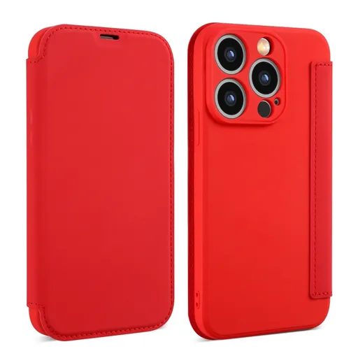 SOFTY Zaklápací obal pre Apple iPhone 15 Pro Max červený