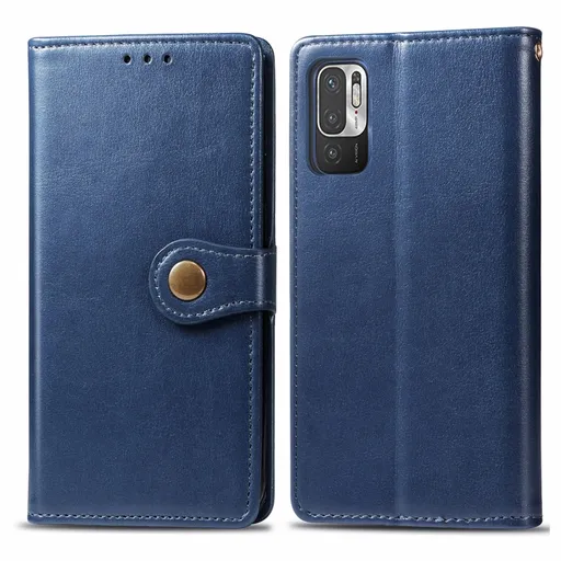 LEATHER BUCKLE Peňaženkový obal Xiaomi Redmi Note 10 5G / Poco M3 Pro modrý