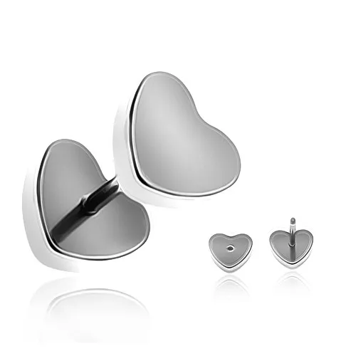 Oceľový fake plug do ucha - matné symetrické srdce