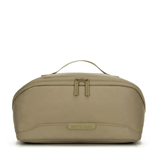 Olivová dvojkomorová cestovná kozmetická taštička pre pohodlné usporiadanie, 56-3S-702-80.