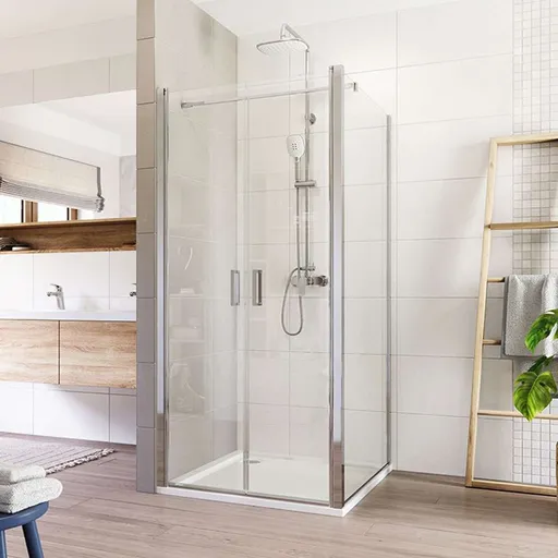 Mereo Sprchovací kút, Lima, štvorec, dvojkrídlový, lietací, 90x90 cm, chróm ALU, sklo Číre CK86523K
