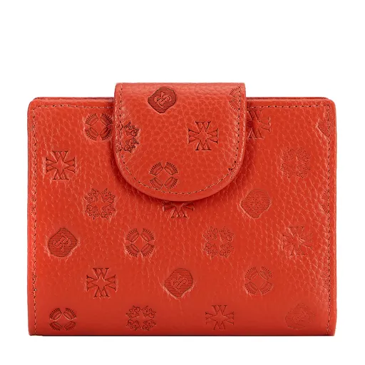 Dámska peňaženka s embosovaním z kože oranžová 99-1E-362-6