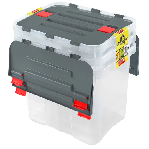 Plastový úložný box s vekom HEIDRUN Dragon 3x24l