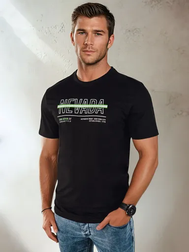 Pánske tričko čiernej farby Dstreet RX5437 s potlačou