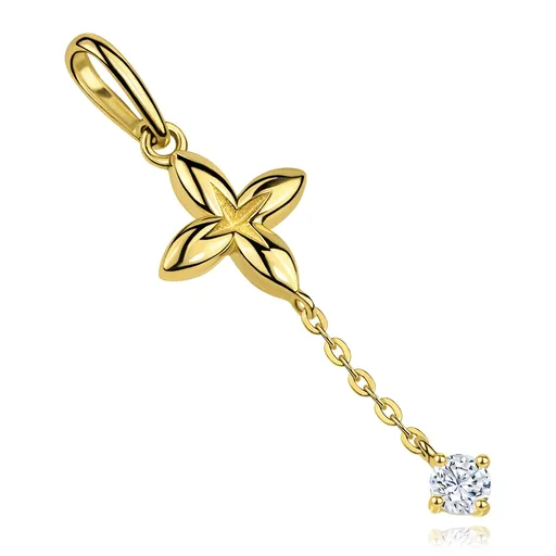 Zlatý prívesok 9K kvet so zirkónom na retiazke