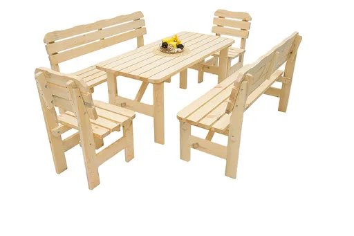 DEOKORK Masívna drevená záhradná zostava z borovice 1+4 drevo 32 mm (150 cm)