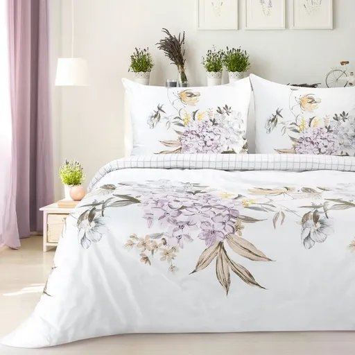 ArtFir Obliečky na dvojlôžko ELLA 16 | biela/fialová 220 x 200 cm