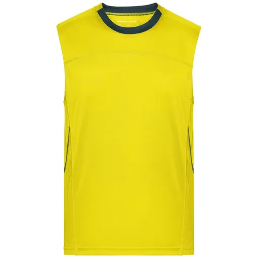 James & Nicholson (Daiber) Pánske bežecké tielko JN470 - Citrónová / oceľovo šedá | S
