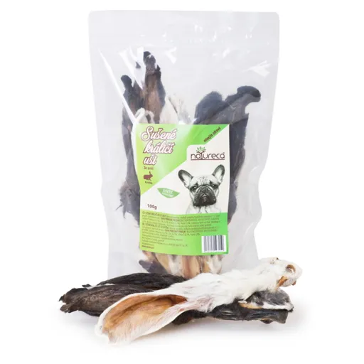 NATURECA Pochúťka králičie uši so srsťou 100 g