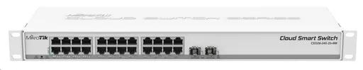 MikroTik Cloud Smart Switch CSS326-24G-2S+RM, 24 non-blocking gigabit.portov, 2xSFP+, Marvell DX switch chip, SwOS