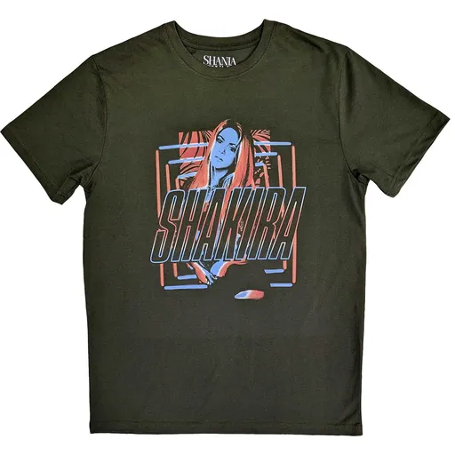 Shakira tričko Squares and Logo Zelená S