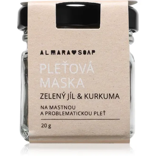 Almara Soap Face Green Clay & Turmeric čistiaca pleťová maska pre mastnú a problematickú pleť 20 g