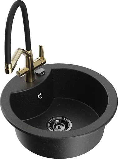 MEXEN/S MEXEN/S - Diego granitový drez 1-miska vrátane batérie Duo, čierna/strieborná metalík 6512-73-671701-57-B