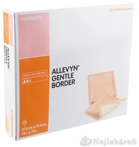 Allevyn Gentle Border Krytie na rany 17,5 x 17,5 cm adhezivne penove krytie so silikonovym gélom 10 ks
