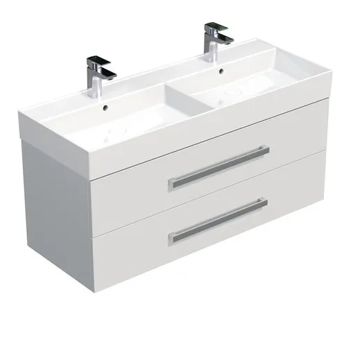 Kúpeľňová skrinka s umývadlom SAT Cube Way 120x53x46 cm biely lesk CUBE461202BISAT