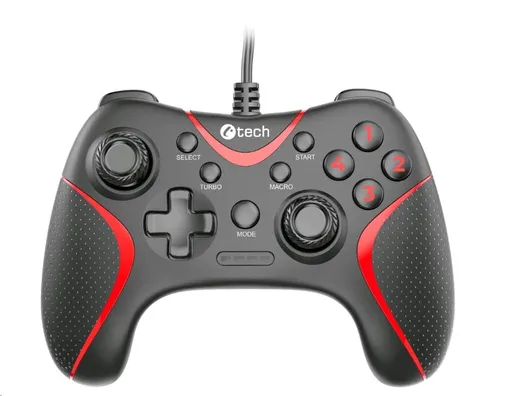 C-TECH gamepad Theon pre PC/PS3, 2 programovateľné makro tlačidlá, 2x analóg, X-input, vibračné, 1, 8m kab