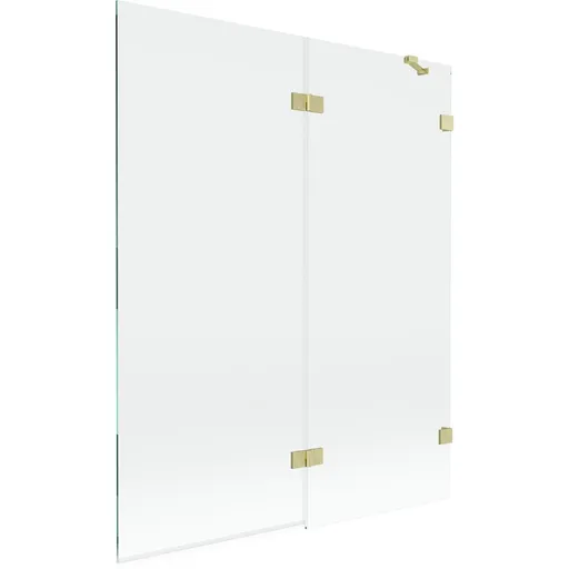 MEXEN/S - Lunar vaňová zástena 2-krídlová pravá 140 x 150, transparent, zlatá kartáčovaná 897-140-100-55-00-P