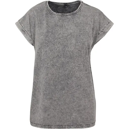 Build Your Brand Ležérne dámske tričko Acid Washed - Šedá / čierna | L