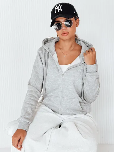 Svetlo-sivá dámska mikina na zapínanie (by0228)