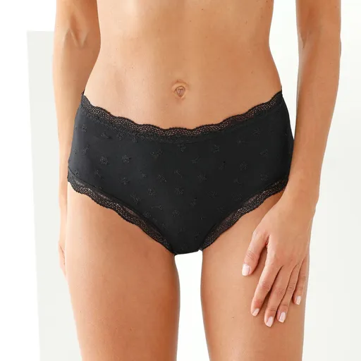 Súprava 3 strečových maxi nohavičiek s vyšším pásom, bavlna a čipka