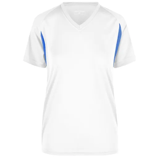 James & Nicholson (Daiber) Dámske športové tričko s krátkym rukávom JN316 - Biela / kráľovská modrá | 2XL