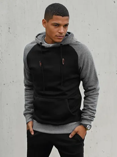 Pánska čierna mikina bez zapínania