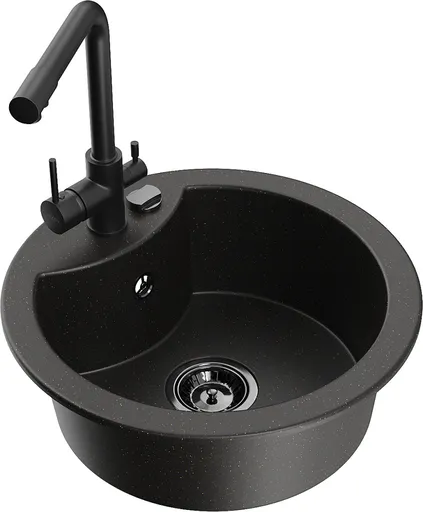 MEXEN/S MEXEN/S - Diego granitový drez vrátane batérie Duero, čierna / zlatá metalik 6512-75-671600-70-B