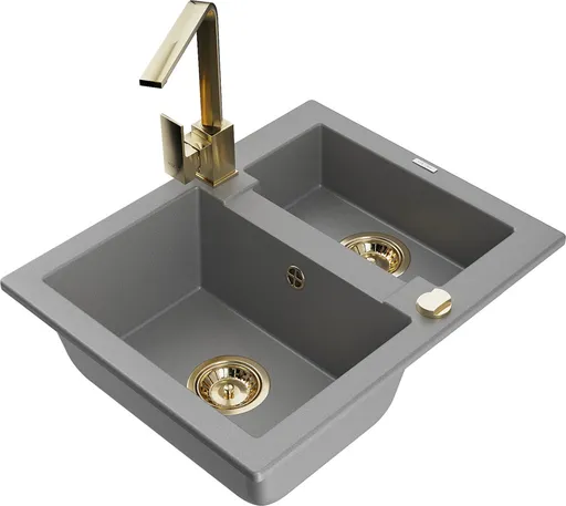MEXEN/S MEXEN/S - Carlos granitový drez 1.5 vrátane batérie Rita, šedá 6518-71-670300-50